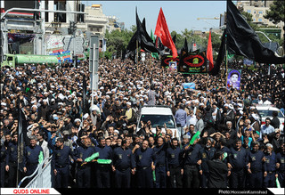 پیکر شهید دفاع مقدس در اجتماع صادقیون مشهد تشییع شد/گزارش تصویری