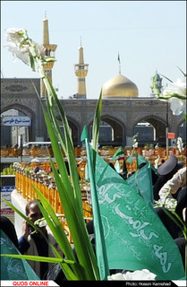 گلباران حرم مطهر رضوی در روز میلاد بانوی کرامت /گزارش تصویری