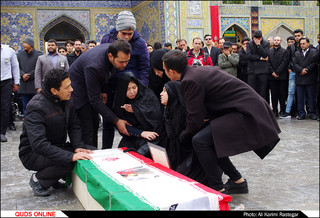 تشییع پیکر آتش نشان فداکار شهید حمید نوروزی در حرم مطهر رضوی