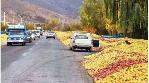برخورد با انباشت کنندگان سیب در جاده های آذربایجان غربی سیب آذربایجان غربی