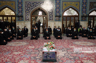 طواف پیکر دانشمند هسته ای شهید محسن فخری زاده در حریم رضوی