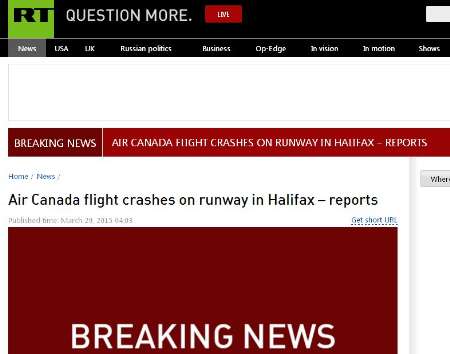 یک فروند هواپیمای شرکت 'ایرکانادا' دچار سانحه شد
