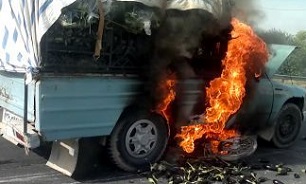 تصادف هولناک 2 وانت در کرمانشاه/ پدر و 2 فرزند خردسال در آتش سوختند