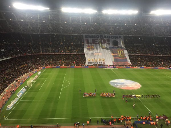 تبریک ویژه هواداران بارسلونا به لیونل مسی 