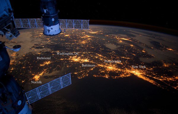 تصویر کلان شهرهای آمریکا از فضا
