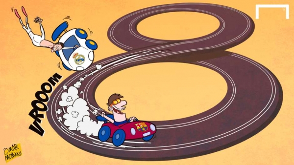 لیونل مسی از رونالدو و رئال مادرید سبقت گرفت + کاریکاتور