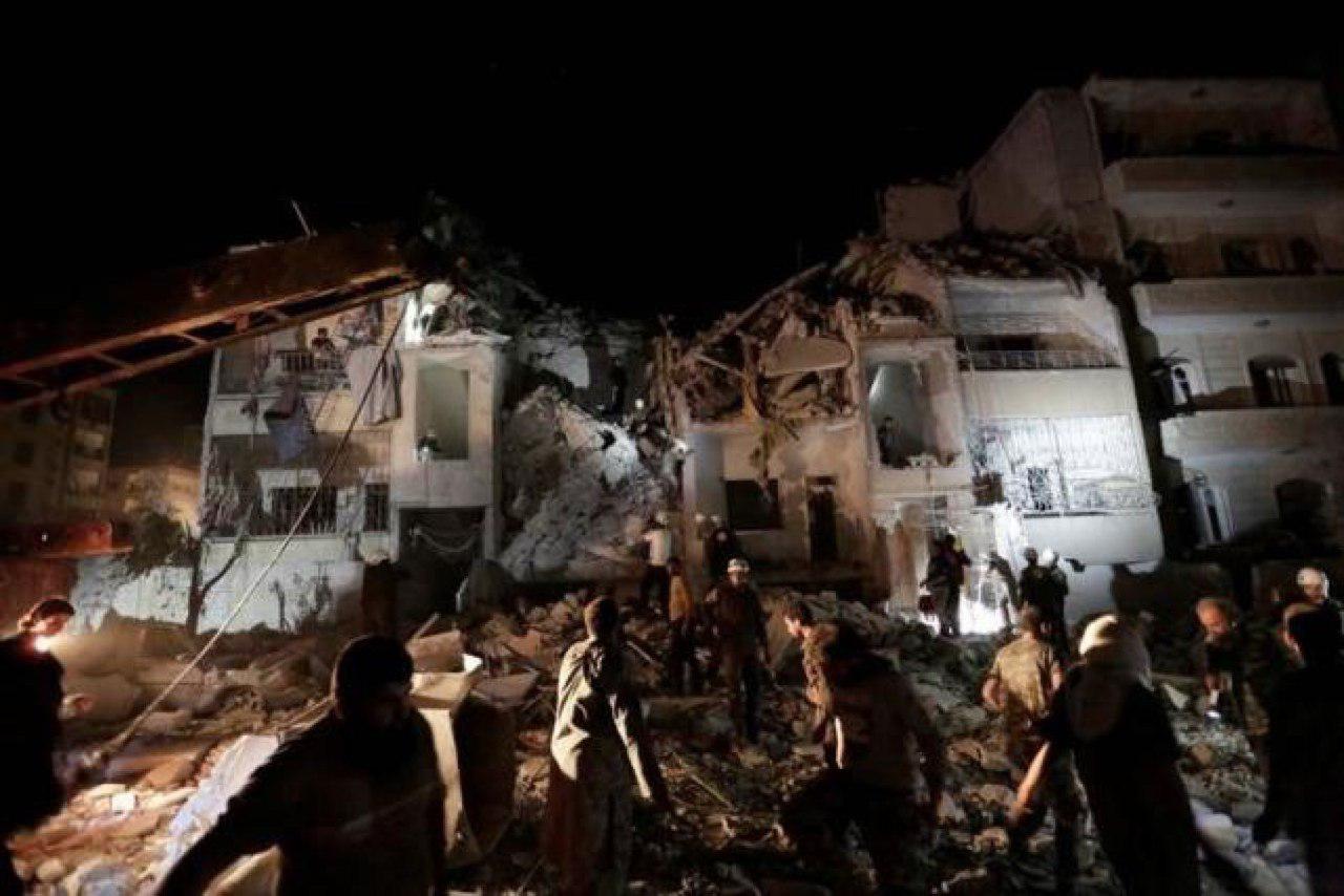 شهر ادلب توسط جنگنده های روسی بمباران شد