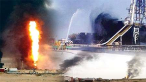 آتش سوزی یک چاه نفت در شمال کویت