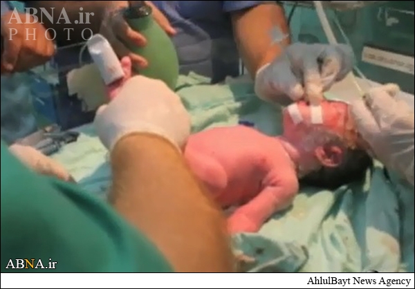 تولد یک نوزاد پس از شهادت مادرش در غزه + عکس