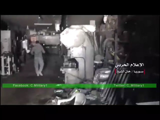 کشف کارخانه تولید سلاح تروریست ها در حومه دمشق+فیلم