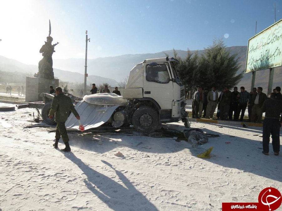 انفجار یک دستگاه تانکر عراقی در سرو آباد + عکس