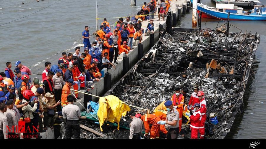 شمار تلفات آتش سوزی در قایق گردشگران در اندونزی به 23 نفر رسید