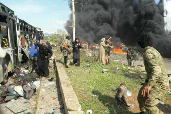 ۳۰ شهید و ۵۰ زخمی در حمله تروریستی به اتوبوس اهالی کفریا و فوعه
