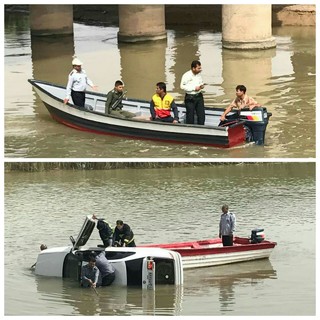 سقوط خودرو سواذی به  رودخانه کارون/راننده نجات یافت