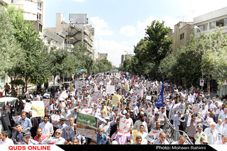راهپیمایی نمازگزاران مشهدی در محکومیت جنایات اشغالگران قدس/ گزارش تصویری