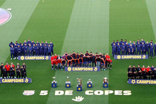 تاریخ سازی باشگاه بارسلونا در اسپانیا/ جشن قهرمانی همزمان پنج تیم در نیوکمپ