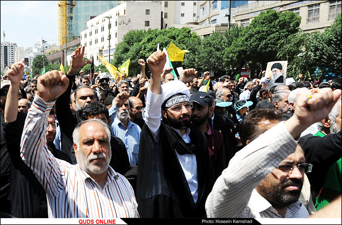حضور مردم مشهد در راهپیمایی روز قدس  + فیلم

