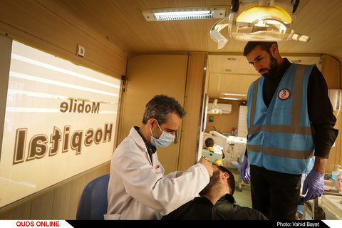 استقرار بیمارستان سیار رضوی در مسیر پیاده روی اربعین حسینی 