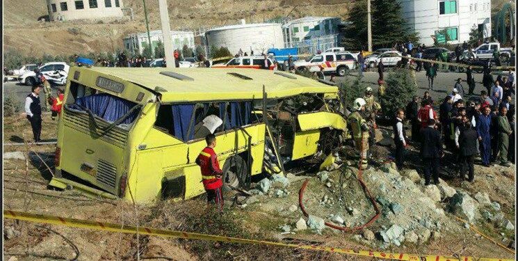 ۷ کشته و تعدادی مصدوم بر اثر واژگونی اتوبوس در دانشگاه علوم تحقیقات 