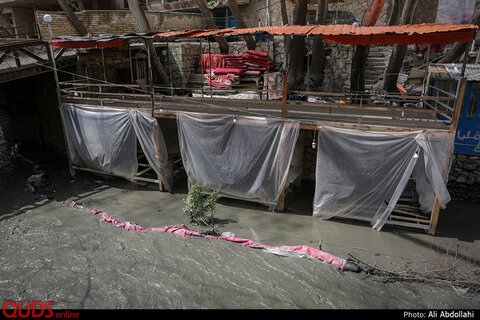 خسارات وارده از طغیان رودخانه در شهرستان شاندیز