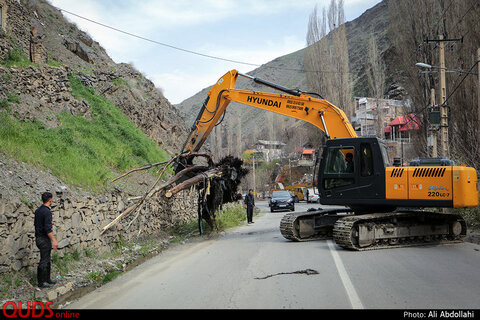 خسارات وارده از طغیان رودخانه در شهرستان شاندیز