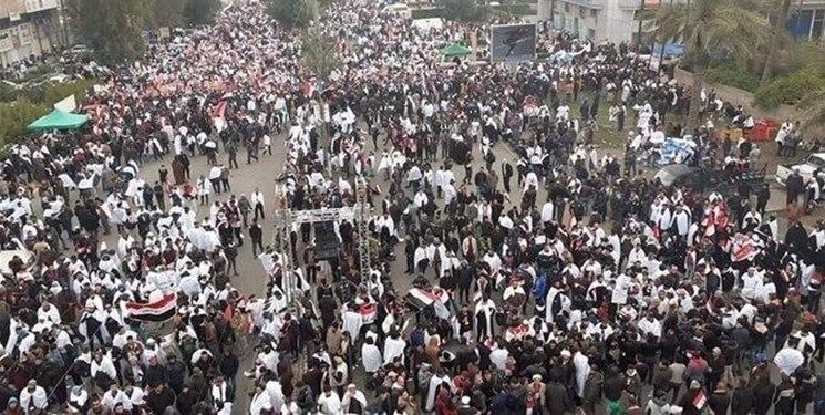 تظاهرات میلیونی عراقی‌ها در بغداد در محکومیت حضور نظامی آمریکا
