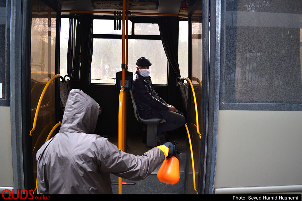 ویروس زدایی وضدعفونی کردن ناوگان اتوبوسرانی مشهد