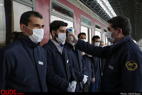 ضد عفونی و اقدامات پیشگیرانه در ایستگاه راه آهن مشهد