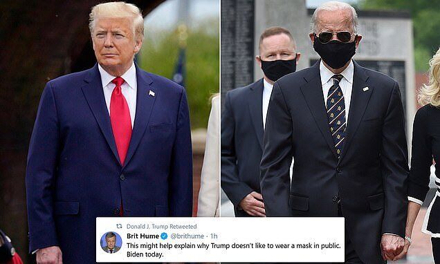 بازنشر توئیتی در تمسخر ماسک زدن بایدن توسط ترامپ