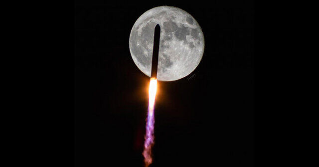 شکار تصویر باشکوه پرواز یک موشک از مقابل ماه/ برای اولین بار در چند دهه گذشته
