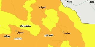 وضعیت شیوع کرونا در مشهد و ۸ شهرستان دیگر خراسان رضوی نارنجی است