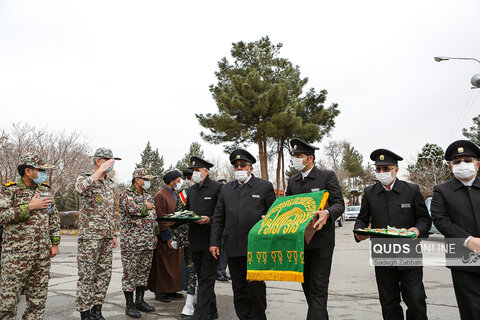 حضور خادمان بارگاه منور رضوی در پایگاه پدافند هوایی به مناسبت روز نیروی هوایی