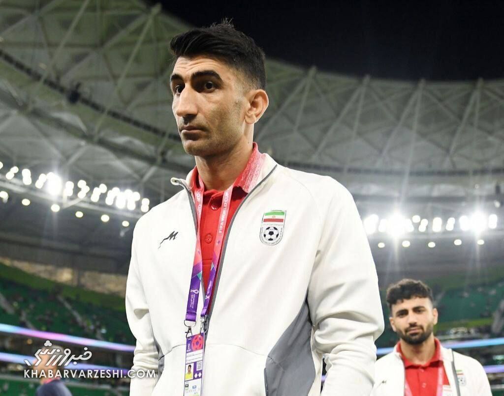 تصویری از بیرانوند بدون محافظ بینی مقابل آمریکا