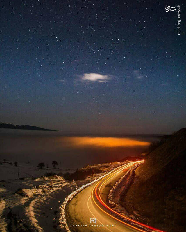 نمایی زیبا از جاده برفی قاراداغ