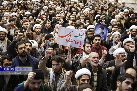 گزارش تصویری I تجمع حوزویان مشهد در پاسخ به اهانت نشریه فرانسوی