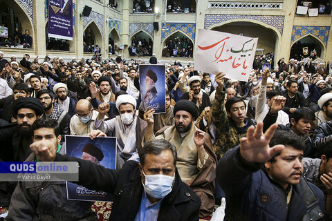 گزارش تصویری I تجمع حوزویان مشهد در پاسخ به اهانت نشریه فرانسوی