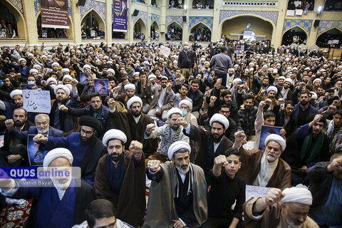 گزارش تصویری I تجمع حوزویان مشهد در پاسخ به اهانت نشریه فرانسوی