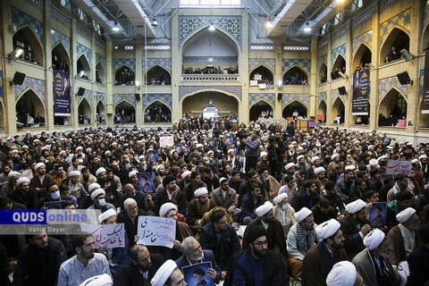 گزارش تصویری I تجمع حوزویان مشهد در پاسخ به اهانت نشریه فرانسوی