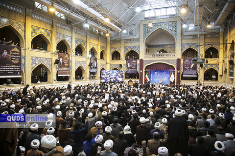 گزارش تصویری I تجمع حوزویان مشهد در پاسخ به اهانت نشریه فرانسوی