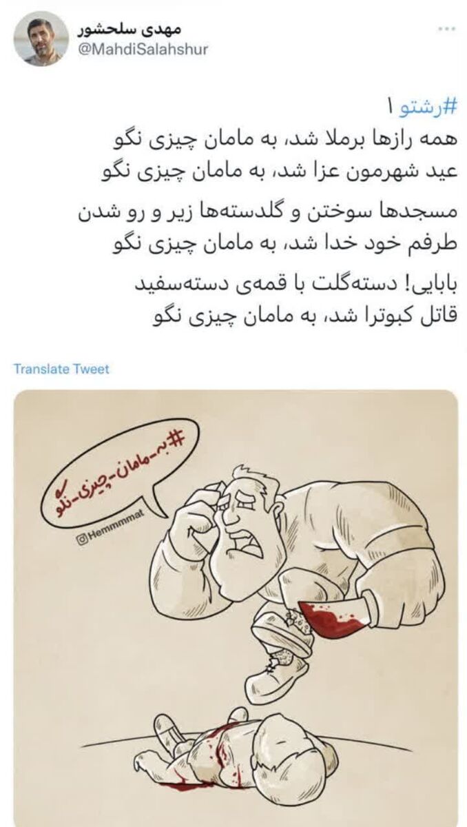 واکنش شاعرانه مهدی سلحشور به کمپین «به مامان چیزی نگو»