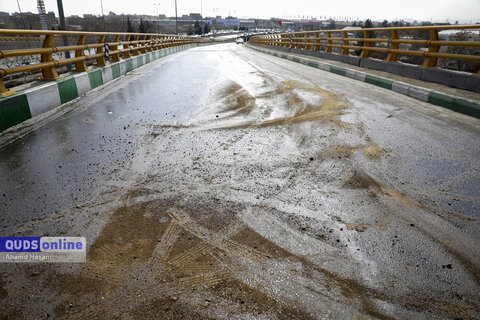 واژگونی تانکر سوخت در پل عباسپور مشهد