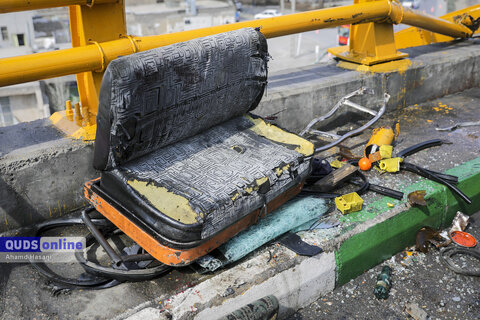 واژگونی تانکر سوخت در پل عباسپور مشهد