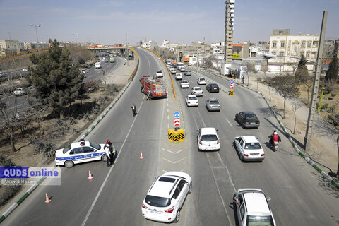 واژگونی تانکر سوخت در پل عباسپور مشهد