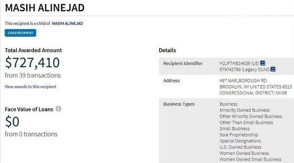 دستمزد ۷۲۷هزاردلاری مصی علینژاد از دولت آمریکا