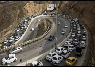 ترافیک سنگین در جاده کرج - چالوس 