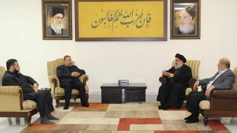 دیدار هیئت حماس با دبیرکل حزب‌الله لبنان