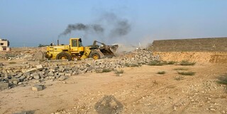 قلع و قمع ۲۱ بنای غیرمجاز در اراضی کشاورزی شهرستان قزوین