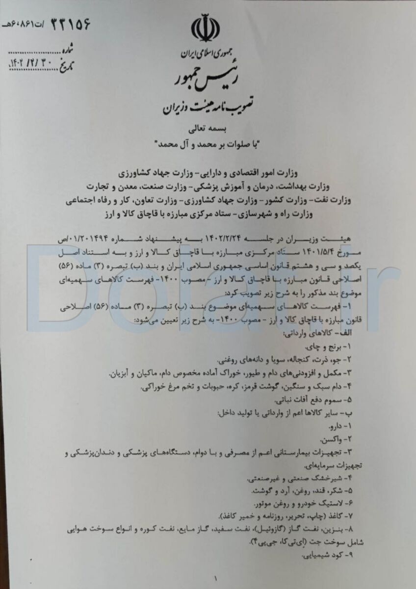 فهرست کالاهای سهمیهای وارداتی تصویب شد