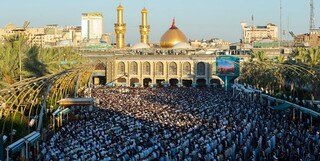 نماز عید قربان در بین الحرمین کربلا بر پا شد +عکس و فیلم