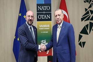 در حاشیه نشست سران کشورهای عضو ناتو؛ «اردوغان» و رئیس شورای اتحادیه اروپا دیدار کردند